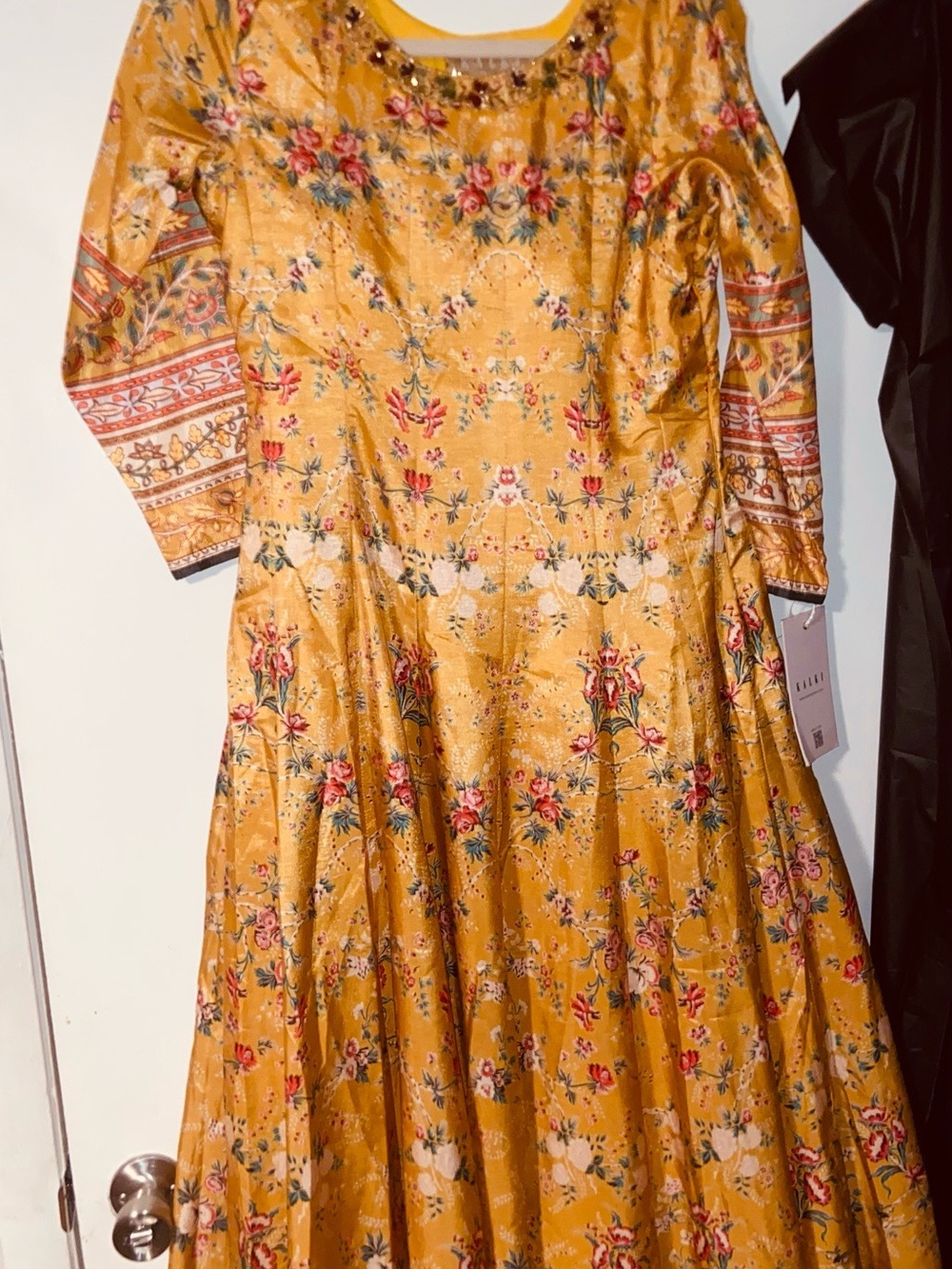 Mustard Yellow Floral Midi Dress - Picture 2 of 8